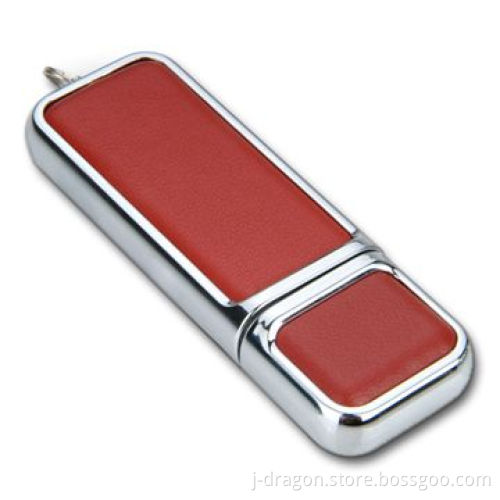 Fashionable Leather USB Flash Drive with High Transfer Speed and Logo Pressure Casting